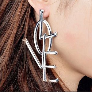 Silver LOVE Post Earrings